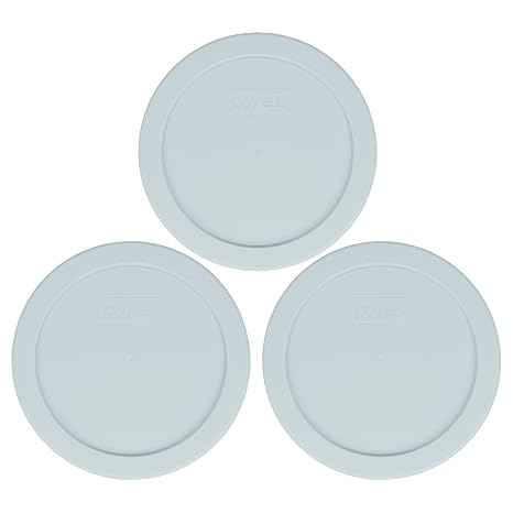 Pyrex 7201-PC (4-Cup) Muddy Aqua Food Storage Lid (3 Pack) - Made in USA | BPA-Free Plastic | Non-Porous Surface | Easy Grip Design | Reusable Kitchen Storage | Top-Rack Dishwasher Safe