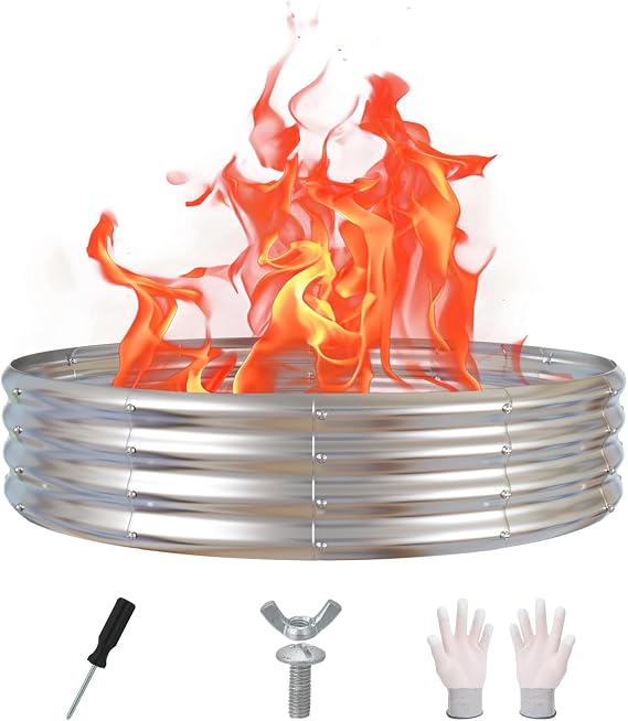 60 Inch Fire Pit Ring 5FT Galvanized Steel for Outdoor Backyard, Patio Use | The product is even more substantial than those of its competitors, and its appearance has been polished.