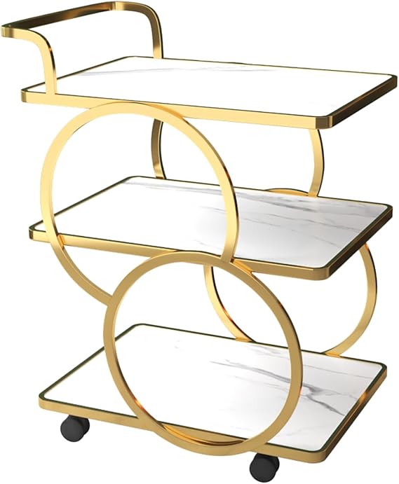 Stainless Steel Kitchen Cart,food Cart,Utility Service Cart,w/ 360° Swivel Wheels Lockable,Rolling Cart,for Restaurant, Kitchen, Warehouse, Garage, Hotel, Home (Color : White, Size : 64 * 45 * 80cm)