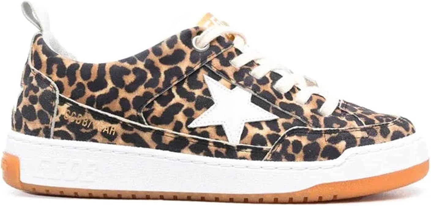 Golden Goose Yeah Leopard Suede Upper Leather Star Nappa Tongue Womens Distressed Sneakers