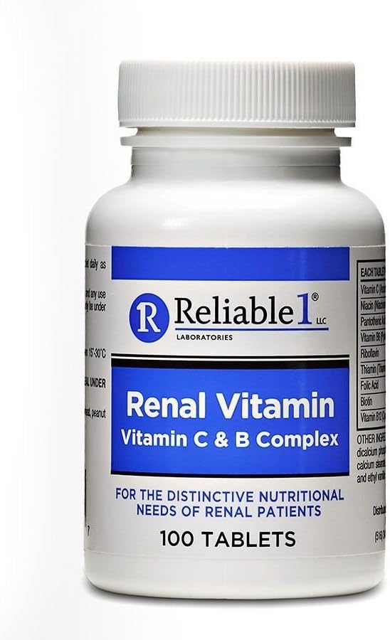 RELIABLE 1 LABORATORIES Renal Vitamin C & B Complex for Men and Women (100 Tablets Per Bottle) (Single)