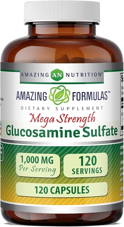 Amazing Formulas Glucosamine Sulfate 1000 mg Capsules Supplement | Non-GMO | Gluten Free | Made in USA (Unflavored)