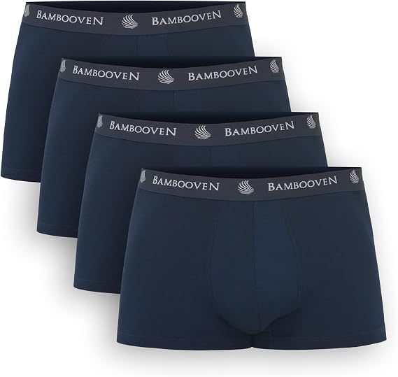 BAMBOOVEN Breathable Trunks - Rayon Made From Bamboo Sweat-Wicking Underwear, Soft Trunks (4 Pack)