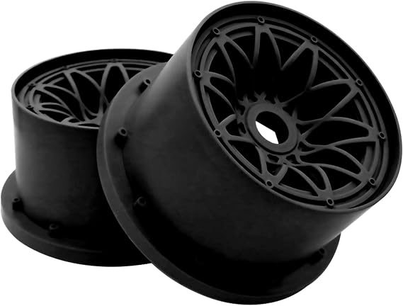 FLMLF Nylon Rear Wheel Hub Rim Set Black for 1/5 Hpi Rovan Km Baja 5B 4WD Rc Car Parts