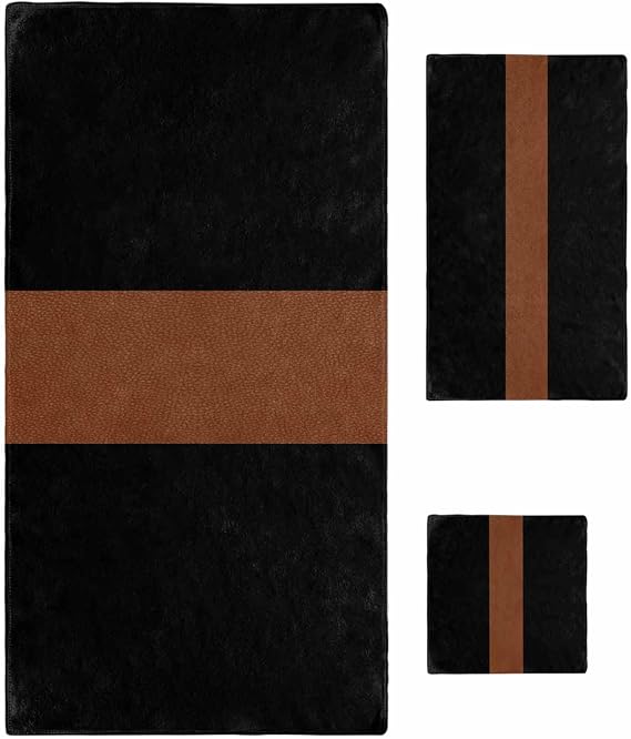 DecorLovee Black Brown Bath Towels Set of 3 with Bath Towel Hand Towel Washcloth, Contemporary Boho Modern Art Towel Sets for Bathroom/Kitchen/Beach, Soft Absorbent Luxury Bath Towels