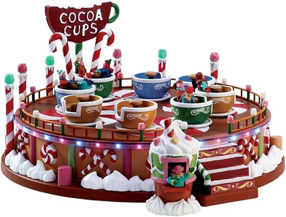 Lemax Spinning Cocoa Cups Ride, Lighted Christmas Village Accessory