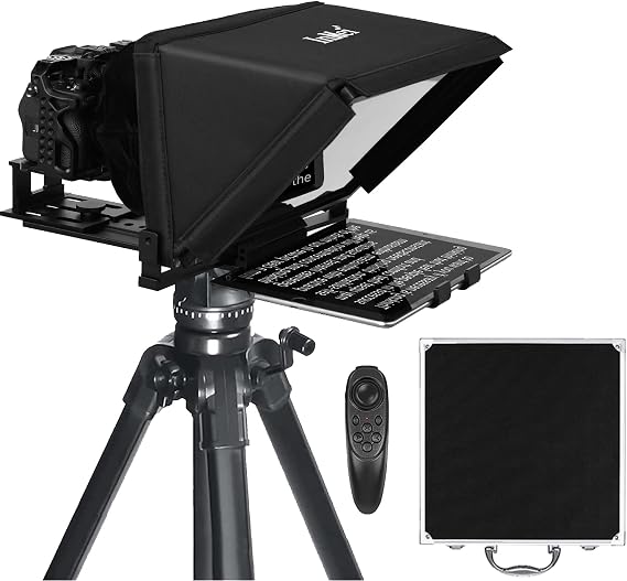TX12 Teleprompter with Remote App Control, 13inch Metal Teleprompter,Compatible with iPad, DSLR Camera,Collapsible with Carry Case,Easy to Assemble