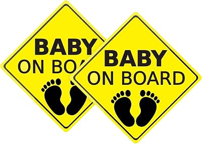 Baby ON Board Sticker Car Decals Safety Signs Self-Adhesive Easy to Install Waterproof 2pcs Style B