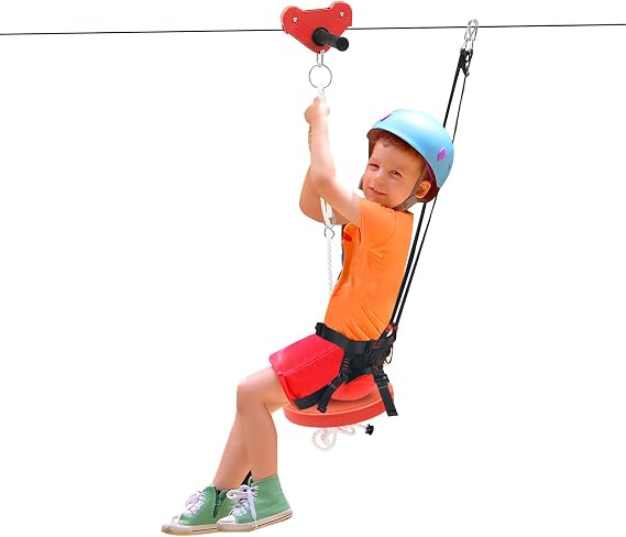 Zip line Kits for Backyard, Kids Zipline Kit for Children and Adult up to 330lb with Stainless Steel Ziplines Spring Brake and Safety Harness (160ft)