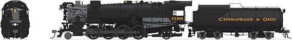 Broadway Limited 7597 Chesapeake & Ohio K-2 Mikado, #1182, 12-VC Tender, Paragon4 Sound/DC/DCC, Smoke, HO Scale