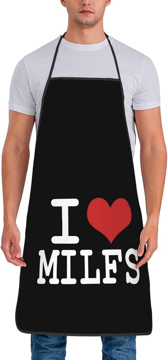 I Love Milfs Unisex Adjustable Apron Waterproof With Pocket Chef'S Kitchen Apron Black
