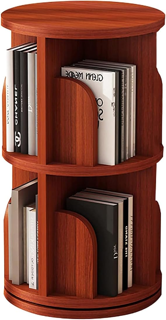 Solid Wood Rotating Bookcase,Round Rotating Bookshelf 360 Display,Floor Standing Bookcase for Kids & Adults,Corner Shelf Bookshelf Book Organizer for Study Room Living Room Classroom & Bedroom