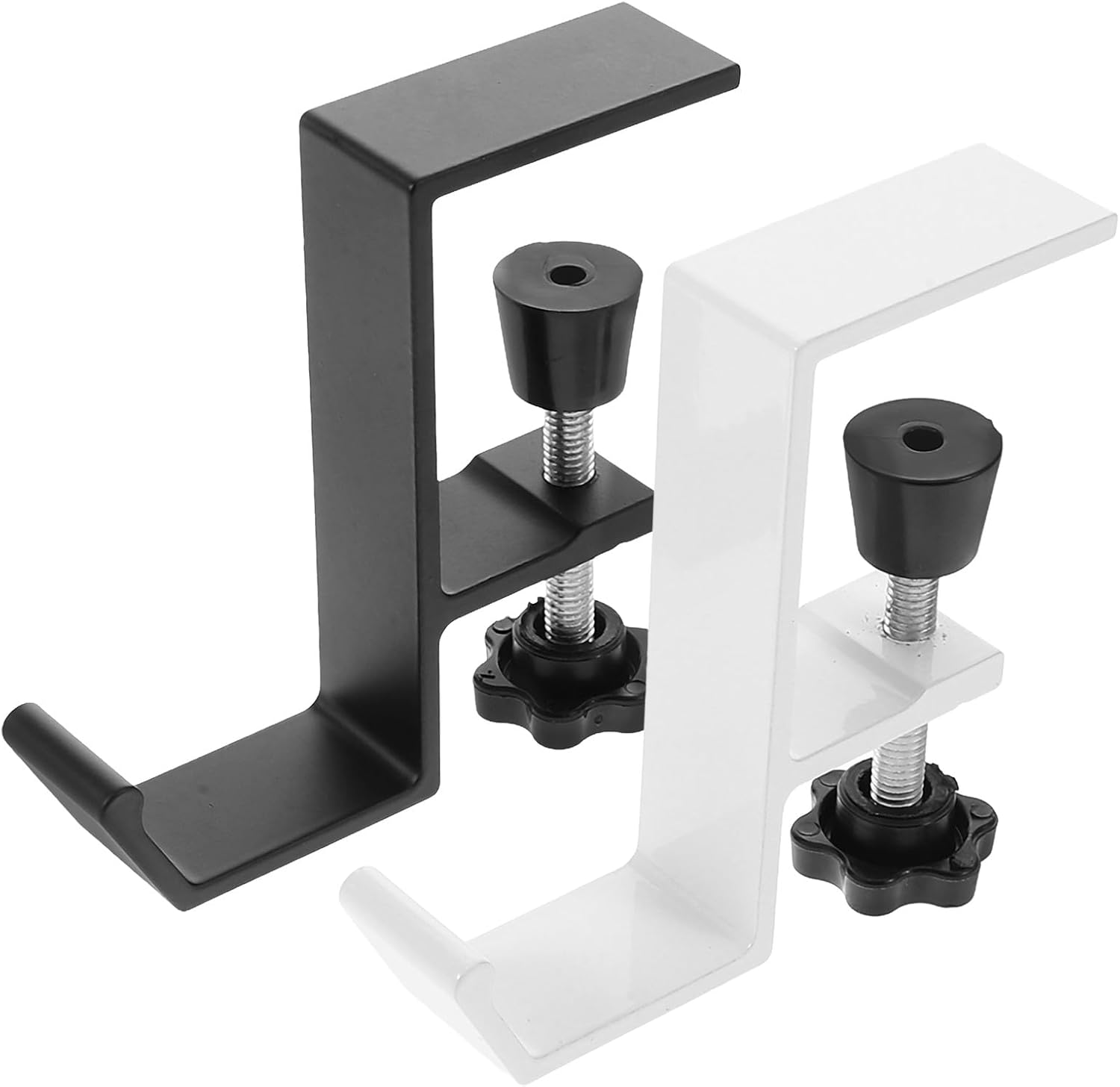 Clamp-on Desk Mount Hooks with Aluminium Alloy Material 2pcs with Minimalist Style, Supports Multiple Items for Backpack and Handbag Organizer for Home and Offices