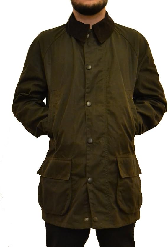 Barbour Men's Bristol Waxed Jacket Khaki Green (BBJK008) (Small)