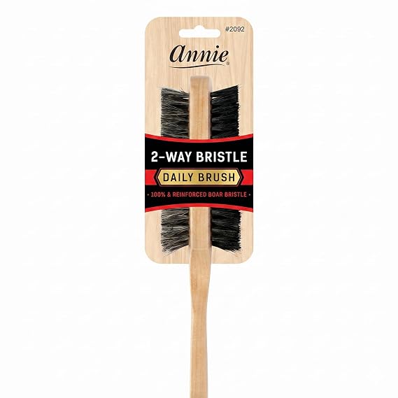 Annie 360 Wave Brush Soft & Hard Boar Bristle Wooden Dual Sided 5 Row Brush for Waves, Beard & Textured Hair