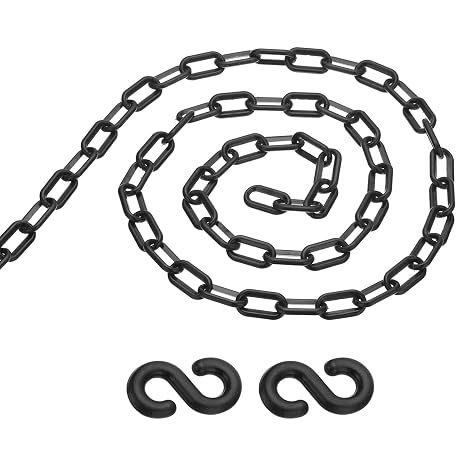 PATIKIL 13Ft Plastic Chain Barrier, Safety Link Chain with 2 S-Hooks for Crowd Control at Driveway Elevator Parking Lot, Black