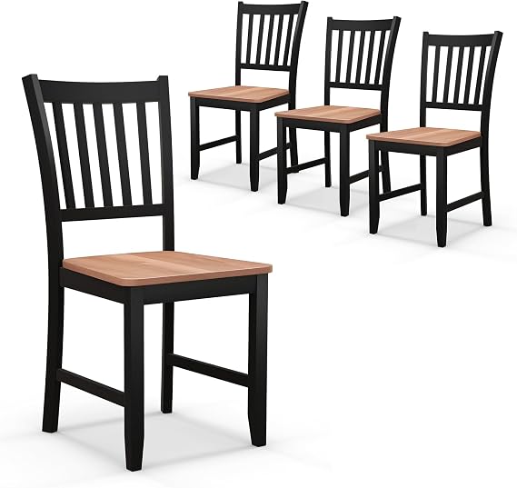 GIANTEX Wooden Dining Chairs Set of 4, Farmhouse Kitchen Chairs