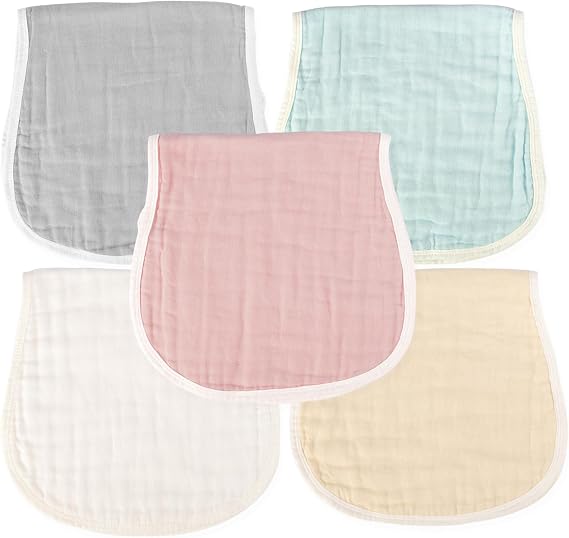MUKIN Muslin Burp Cloths - Baby Burp Cloth Sets for Unisex. Perfect for Newborn Baby Burping Cloths/Burp Bibs