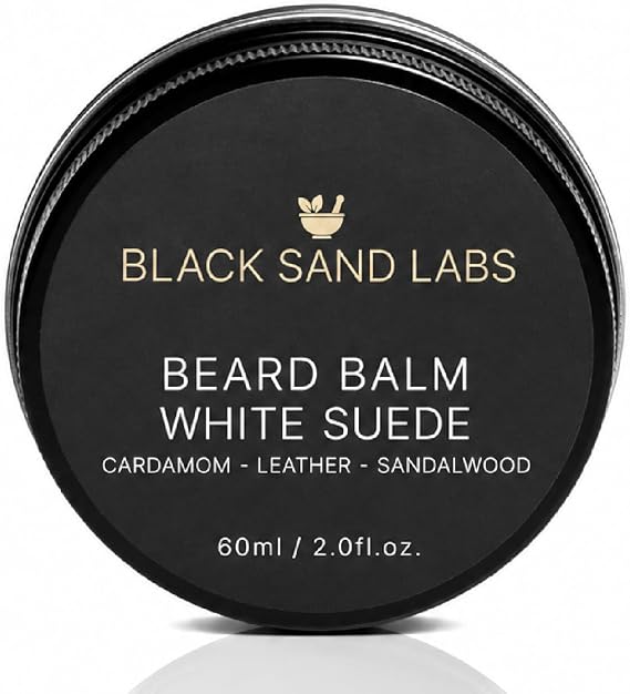 Beard Balm for Men - Nourishing Beard Conditioner with Shea & Murumuru Butters - Strong Hold & Styling - Includes Jojoba & Argan Oils - Beard Softener & Moisturiser (60ml, White Suede)