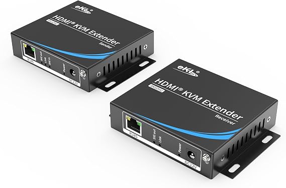 eKL USB KVM HDMI 2.0 Extender 4K@60Hz 60m/196ft (4K@30Hz 100m/328ft) Over UTP Cat6 Ethernet Cable with 2 Ports USB 2.0 for Keyboard/Mouse Plug & Play Without Driver