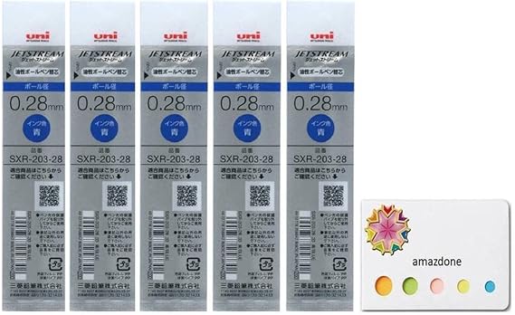 uni Jetstream EDGE 0.28mm Oil-based Ballpoint pen refills(SXR-203-28 Blue) 5-pack/amazdone Sticky Notes Value Set, 6 Piece Set
