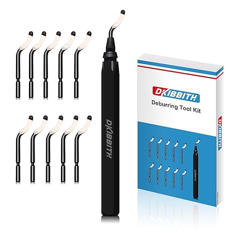 Deburring Tool Set 11 Pieces of High Speed Steel Rotary Burr Removal Blades, Ideal for Deburring Tool,1 Black Handle