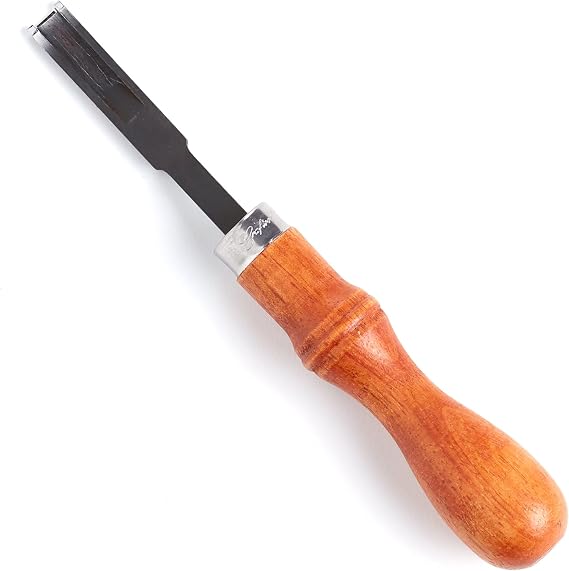 Tandy Leather Craftool French Edge Skiving Tool - 1/4 in. Leather Skiver and Gouge - Wood Handle Cutting Tool for Thinning, Channeling, Rivet Countersinking, Wallets, Belts, Bags & Straps