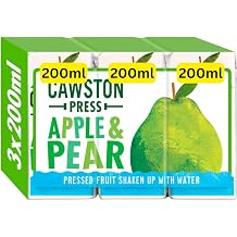 Cawstons Pressed Fruit Juice 3x200ml, No added Sugar or sweeteners, School approved (Apple & Pear)