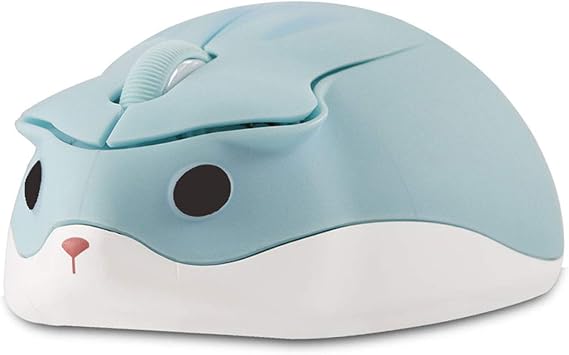 CHUYI Hamster Wireless Silent Mouse 1200DPI Cute Animal Small Cordless Portable Mice for Travel Home School Library Computer Laptop PC for Kids Gift (Light Blue)