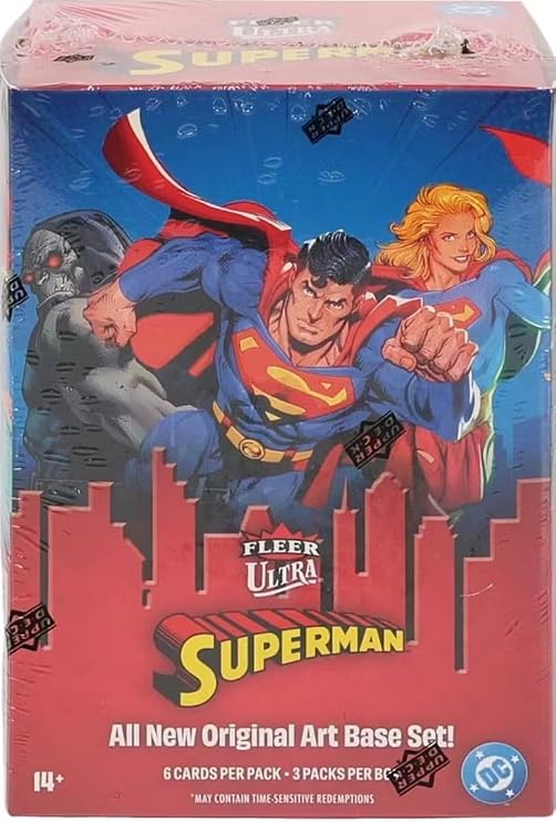 2026 Upper Deck Fleer Ultra Superman Factory Sealed Blaster Box with Chance for Blaster Exclusive Ultra Stars Green Parallels and Other Inserts