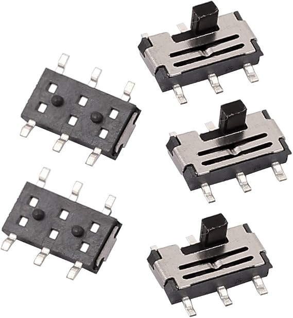 uxcell 5pcs 2 Position DPDT 6 Pin SMT Surface Mounted Devices Self Locking Mini Slide Switch 7mmx3mmx3mm