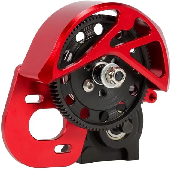Metal 3-Gear Transmission AX10 Gearbox Set for 1/10 RC Rock Crawler Axial SCX10 II SMT10 VS4-10 D90 Element Chassis Upgrade (Red)