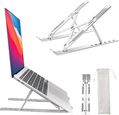 CISSOOK Laptop Stand, Ergonomic Portable Folded Computer Riser, Aluminum Creative Laptop Stand with 6 Levels Adjustable Height for MacBook Air Pro, Lenovo, HP, Dell and More 10-15.6 Laptops & Tablets