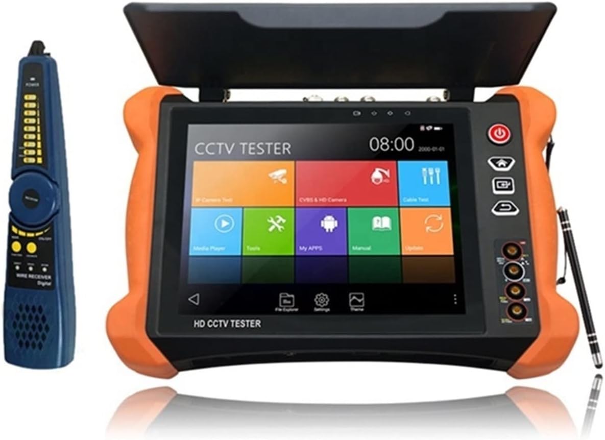 8.0-inch 2K HD CCTV Tester, Network Analog Coaxial Video Surveillance Tester, Test, One Screen Dual Display, IP Camera Test, DC12V Output Portable CCTV Tester,One-Click DetectionX9-ADH