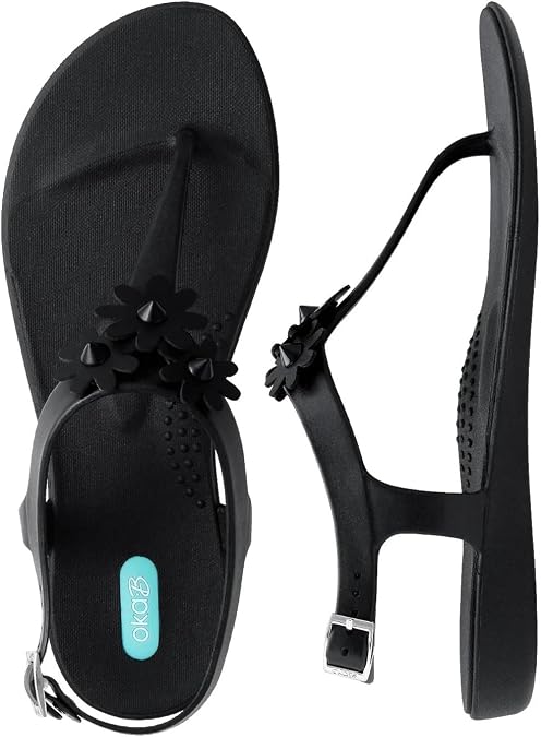 Oka-B Women's Carson Marni Faux Leather Floral Flat Thong T-Strap Sandal