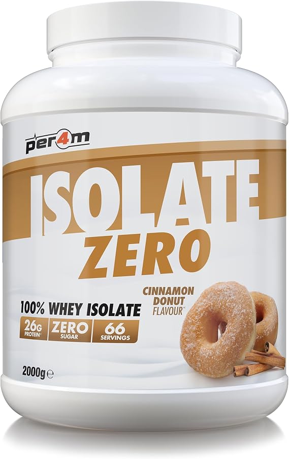 Per4m Isolate Zero Premium Whey Protein Powder | Superior Flavour Ultra Filtered + Amino Acids | Fast Absorbing Zero Sugar Gluten Free Shake for Lean Muscle & Recovery (2kg, Cinnamon Donut)