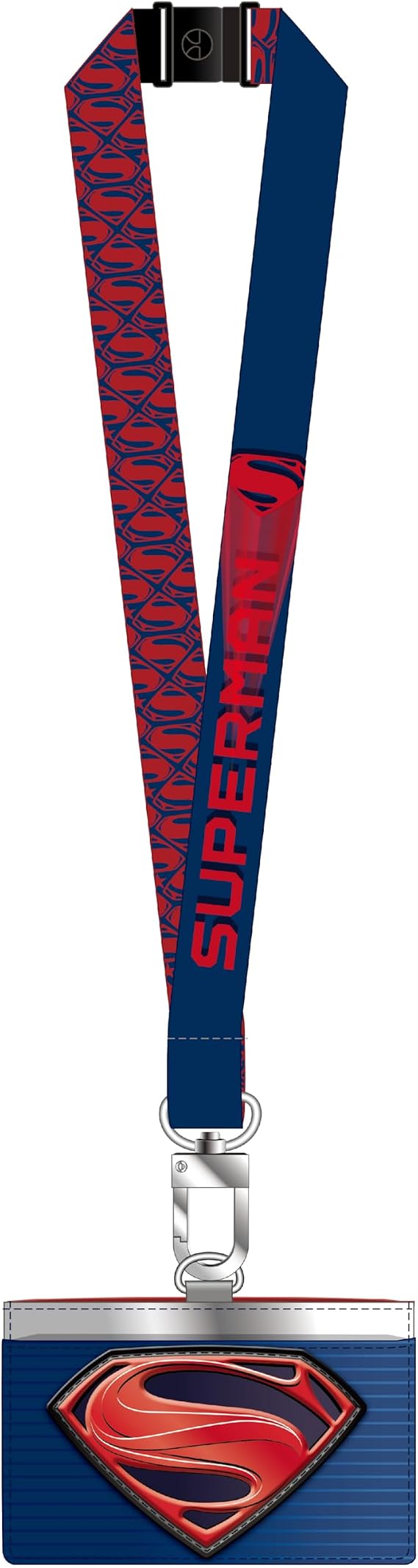DC - Deluxe Lanyard with Superman (M) PU Card Holder, ID Badge Holder, Multicolor |Official Licensed Merchandise