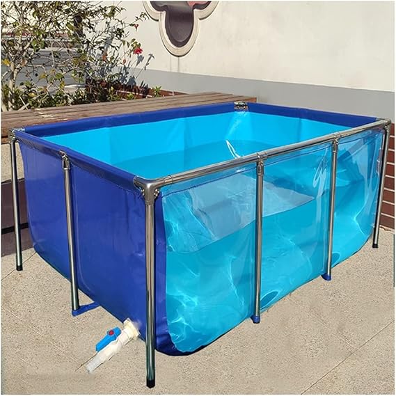 Folding Fish Pond Indoor Free-standing Aquarium, Flexible PVC Canvas Pond Liners with Steel Frame, Viewing Panel, Breeding Water Tank for Koi, Goldfish Outdoor Fish Pond