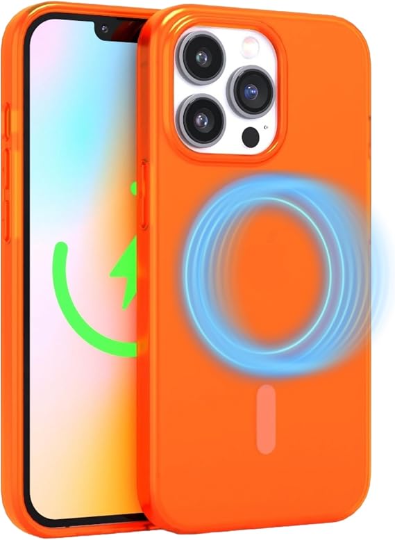 FELONY CASE for iPhone 13 Pro - Neon Orange Crystal Clear Phone Case, Compatible with MagSafe - 360 Shockproof Protective Case Designed for Apple iPhone 13 Pro
