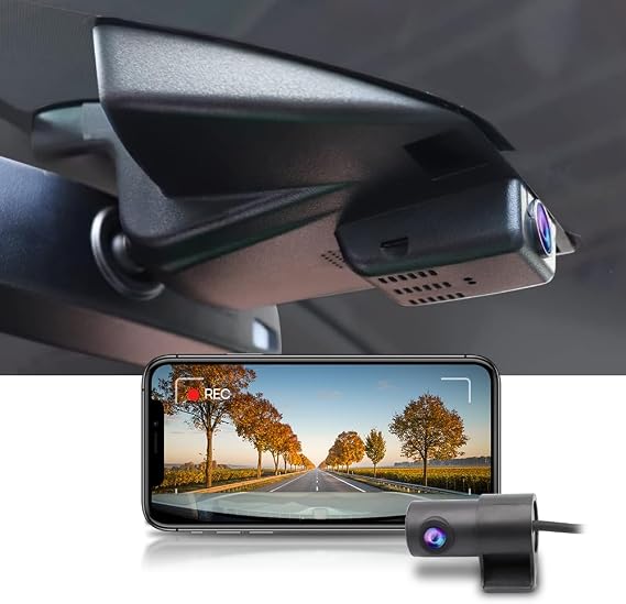 Fitcamx Front 2K and Rear 1080P Dash Cam Suitable for Ford Fusion 2013-2020 Sport S SEL Titanium Platinum SE Hybrid (Gen2), Integrated OEM Look, Dual HD Video WiFi, Loop Recording G-Sensor, 64GB Card