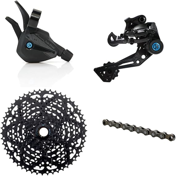 Box Three Prime 9 Multi Shift Non E-Bike and Single Shift E-Bike Cycling Groupset 9 Speed 1x Drivetrain Shifter, Rear Derailleur, Freehub Bike Cassette, Chain | Box Components