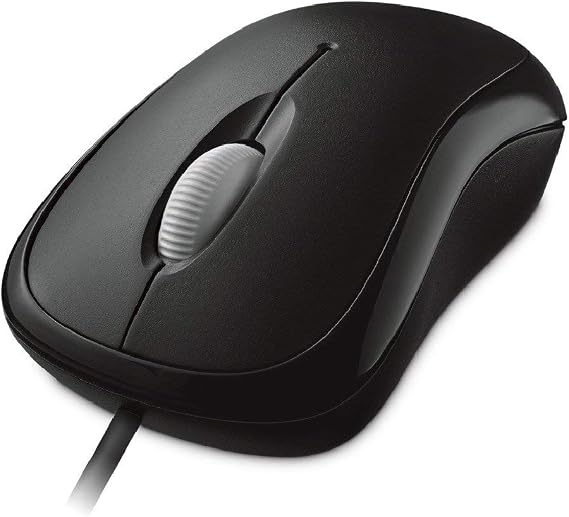 Microsoft Basic Optical Mouse - Black. Comfortable, Right/Left Hand Use, Ergonomic Design, Wired USB Mouse, for PC/Laptop/Desktop