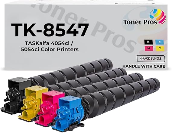Toner Pros TK-8547 Replacement Toner Cartridge Set for Kyocera TASKalfa 4054ci 5054ci Printers High Yield Black & Color Toner 30,000 Page Yield Made in USA Office Printer Toner