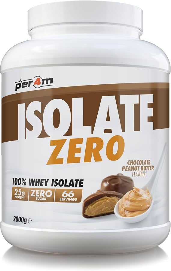 Per4m Isolate Zero Premium Whey Protein Powder | Superior Flavour Ultra Filtered + Amino Acids | Fast Absorbing Zero Sugar Gluten Free Shake for Lean Muscle & Recovery (2kg, Chocolate Peanut Butter)