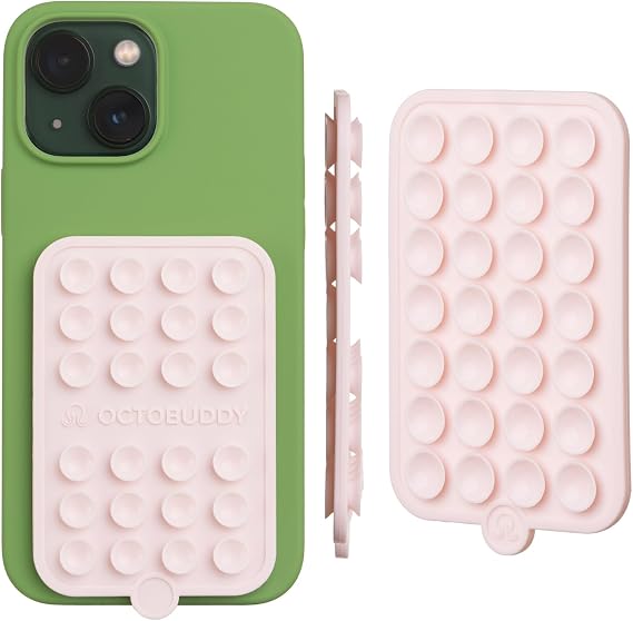 OCTOBUDDY Double - Silicone Double-Sided Suction Phone Case - Chalk Pink | Detachable Mount - Hands-Free, Strong Grip Holder for Selfies & Videos - iPhone & Android Compatible - 2.5 x 3.75