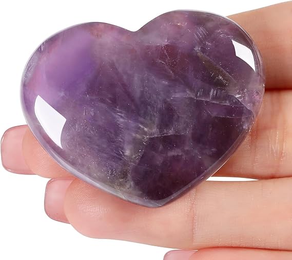 45 mm Amethyst Crystal Heart Amethyst Gifts Healing Crystals Natural Purple Crystals Love Hearts Gemstones Valentines Day Gifts for Her Love Gifts for Her Anxiety Relief for Adults