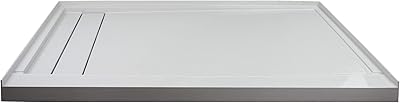 Transolid FLU6032L-39 Linear 60-in W x 32-in L Rectangular Alcove Concealed End Drain Shower Base with Left Hand Drain, Grey
