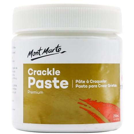 Mont Marte Crackle Paste Premium 8.45 US fl.oz (250ml) Tub for Texture Painting Effect with Opaque Finish, Ideal for a Range of Surfaces