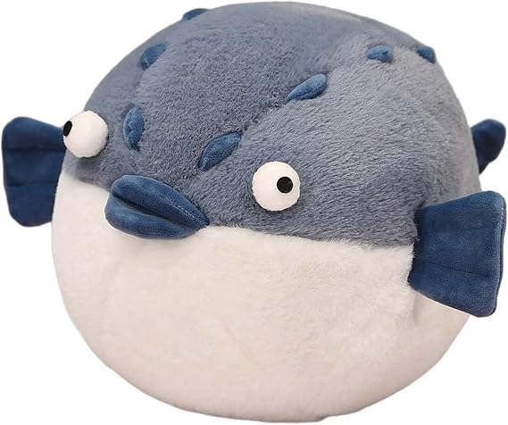 Cuddly Chubby Round Puffer Fish Plush Toy, Soft Fish Plush Pillow for Sofa, Funny Plush Toys for Christmas and Birthday Gifts (40cm)