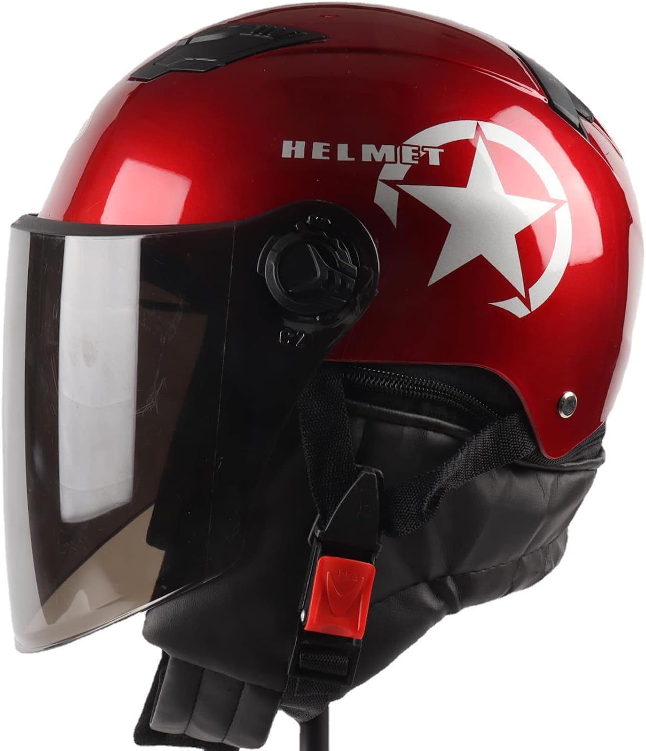 3/4 Motorcycle Open Face Helmet with Visor Retro Motorcycle Half Helmet Adult Motorbike Moped Cruiser Vespa Helmets Men Women Scooter Helmet ECE/DOT Approved